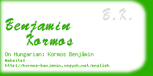 benjamin kormos business card